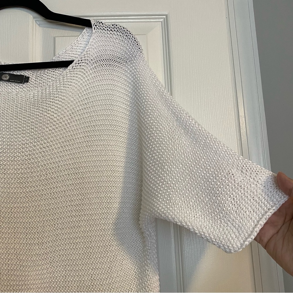 M - Made in Italy White Open Knit Dolman Sweater Top - Picture 6 of 6